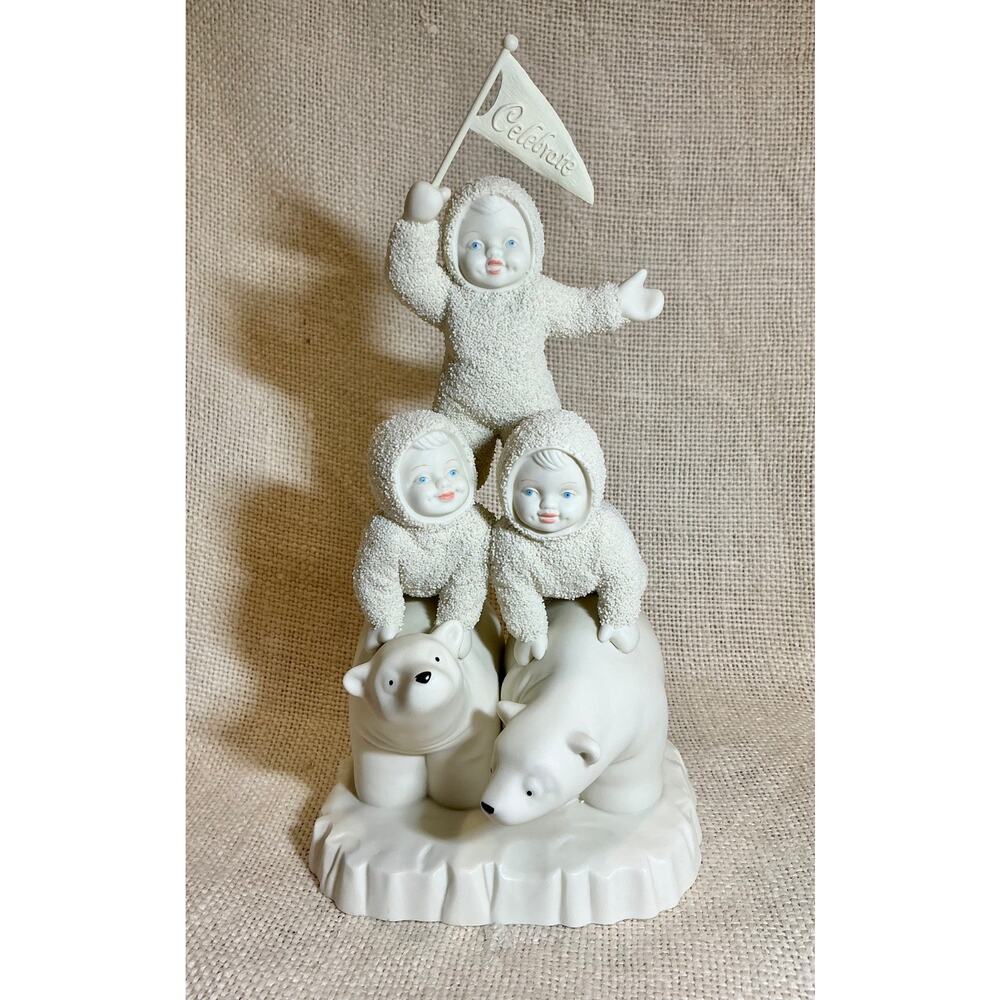 Dept Department 56 bisque 9 3/4 inch SNOWBABIES Celebrate polar bears pyramid